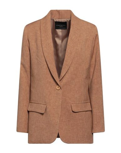 Angela Mele Milano Woman Blazer Camel Size S Viscose, Polyester In Brown