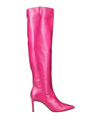 Stele Woman Knee Boots Fuchsia Size 10 Soft Leather In Pink