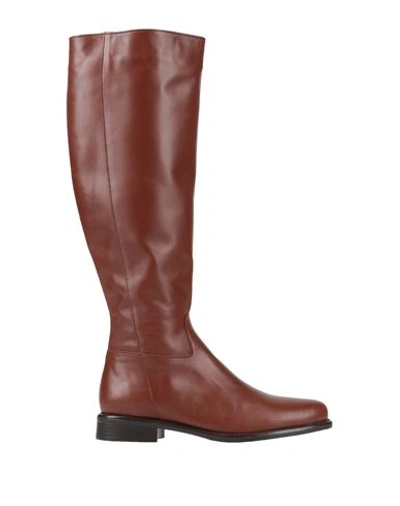 Maison Toufet Woman Knee Boots Tan Size 11 Soft Leather In Brown