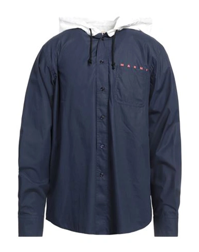 Marni Man Shirt Midnight Blue Size 40 Cotton