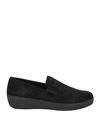 Fitflop Woman Loafers Black Size 7 Soft Leather In Black
