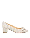 A.testoni A. Testoni Woman Pumps Beige Size 8.5 Textile Fibers In Beige