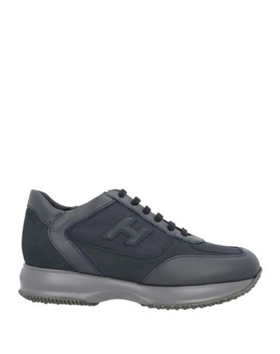 Hogan Man Sneakers Midnight Blue Size 7.5 Soft Leather, Textile Fibers