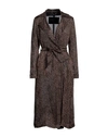 Herno Woman Overcoat Brown Size 10 Silk In Brown