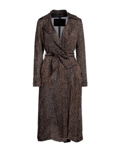 Herno Woman Overcoat Brown Size 10 Silk