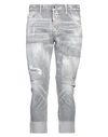 Dsquared2 Man Jeans Grey Size 40 Cotton, Elastane, Bovine Leather In Grey