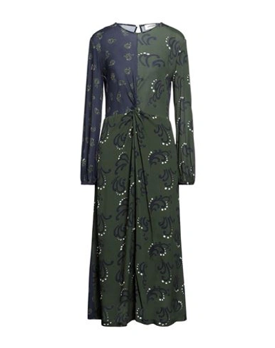 Ottod'ame Woman Midi Dress Dark Green Size 8 Viscose