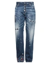 Dsquared2 Man Jeans Blue Size 36 Cotton, Elastane, Bovine Leather In Blue