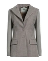 FENDI FENDI WOMAN BLAZER LIGHT BROWN SIZE 8 VIRGIN WOOL, POLYAMIDE, ELASTANE