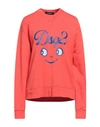 Dsquared2 Woman Sweatshirt Coral Size M Cotton In Red