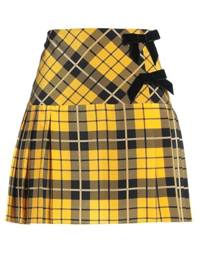 Alessandra Rich Woman Mini Skirt Yellow Size 4 Silk