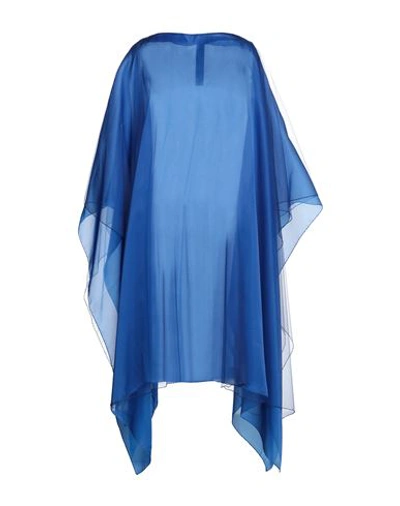 Giorgio Armani Woman Capes & Ponchos Bright Blue Size Onesize Silk, Polyamide