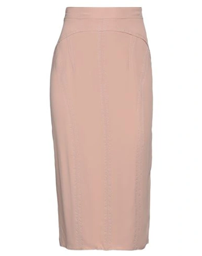 N°21 Woman Midi Skirt Blush Size 6 Acetate, Silk In Pink