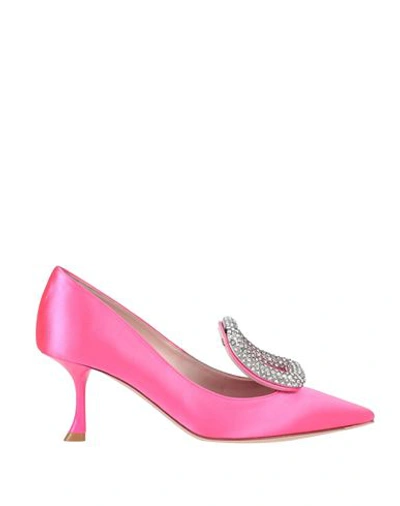 Roger Vivier Woman Pumps Fuchsia Size 7 Textile Fibers In Pink