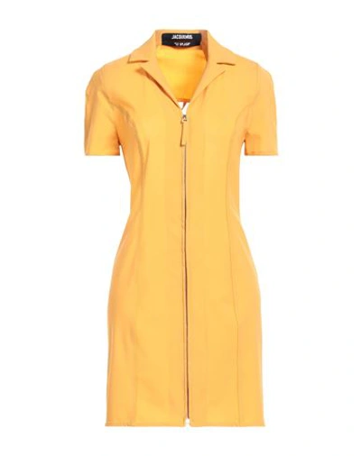 Jacquemus La Robe Tangelo Stretch Wool Mini Dress In Orange