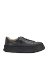 Jil Sander Leather Lace-up Sneakers In Black