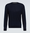 Zegna Crew-neck Ribbed Wool Sweater In Blue