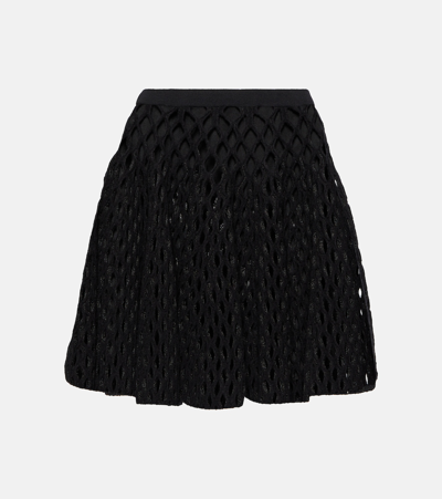 Alaïa High-rise Wool-blend Open-knit Miniskirt In Black