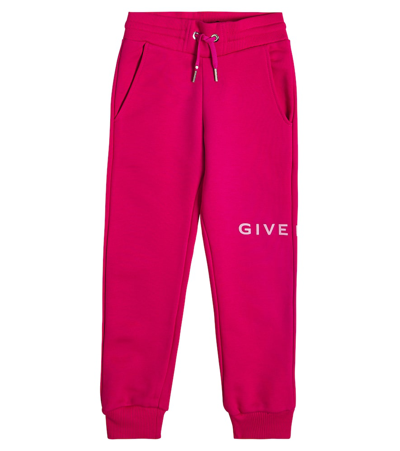 Givenchy Kids' Logo棉质混纺运动裤 In Pink