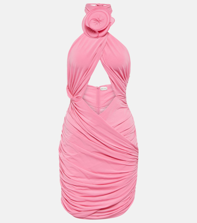 Magda Butrym Floral-appliqué Silk-blend Minidress In Pink