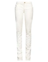Blumarine Woman Denim Pants Ivory Size 8 Cotton, Elastane In White
