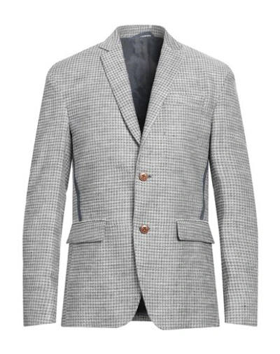 Trussardi Man Blazer Light Grey Size 42 Linen, Silk