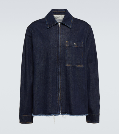 Lanvin Raw-cut Zip-up Denim Jacket In Blue