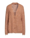 Aspesi Woman Cardigan Brown Size 10 Polyester, Alpaca Wool, Cotton, Polyamide