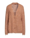 Aspesi Woman Cardigan Brown Size 4 Polyester, Alpaca Wool, Cotton, Polyamide