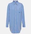 Etro Blue Striped Shirt With Drawing Detail On The Pocket In Cotton Woman