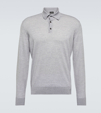 Zegna High Performance Wool Polo In Grey