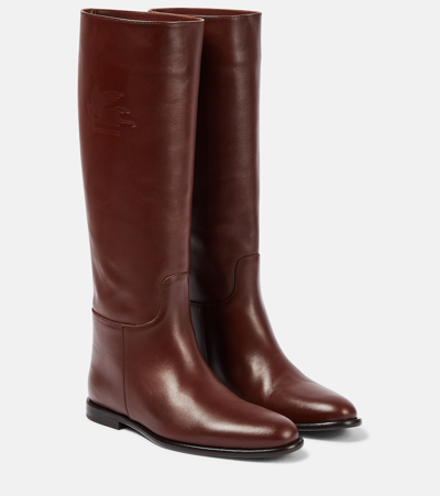 Etro Leather High-knee Boots In Brown