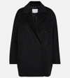 Max Mara Double-breasted Wool Cashmere Coat With Notched Collar In Black