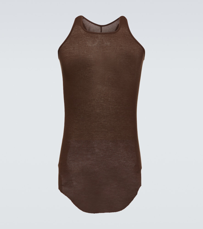 Rick Owens Gray Ribbed Tank Top In 34 Dust