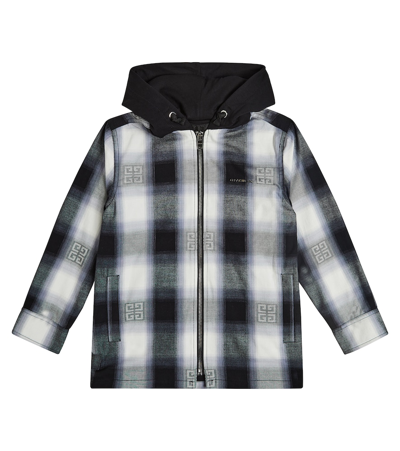 Givenchy Kids' 4g-jacquard Checked Hooded Overshirt In Black