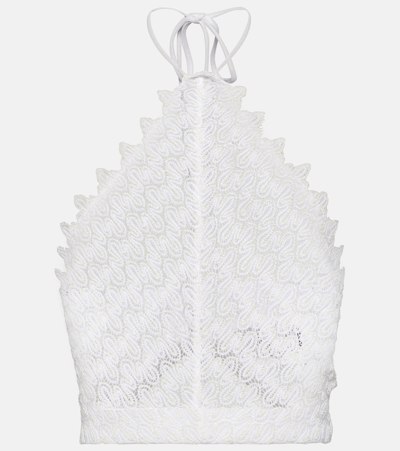 Missoni Knitted Halterneck Crop Top In White