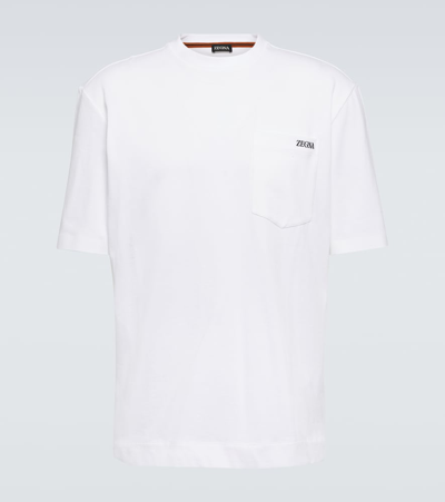 Zegna Heavy-cotton Logo-print T-shirt In White