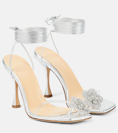 Magda Butrym Embellished Metallic Leather Sandals In Silver