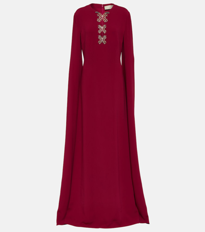 Elie Saab Embellished Crêpe Gown In Red