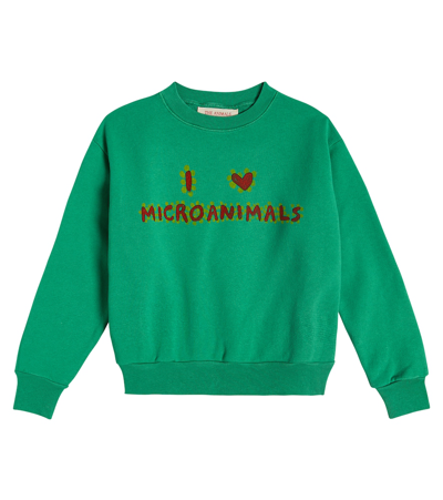 The Animals Observatory Kids' Printed Cotton Crewneck Sweatshirt In Green