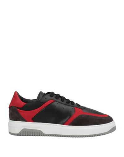 Pollini Man Sneakers Black Size 8 Soft Leather, Textile Fibers