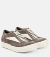 RICK OWENS LEATHER AND VELOUR VINTAGE SNEAKERS