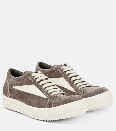 Rick Owens Leather And Velour Vintage Sneakers In Brown