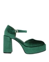 Jeannot Woman Pumps Green Size 11 Textile Fibers In Green
