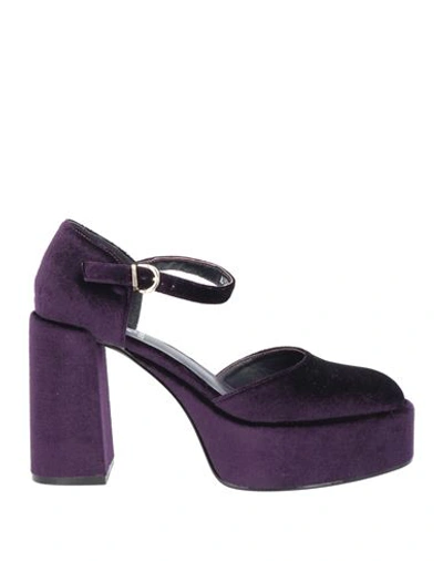 Jeannot Woman Pumps Purple Size 8 Textile Fibers