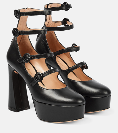 Gianvito Rossi Mary Jane Leather Platform Pumps In Black