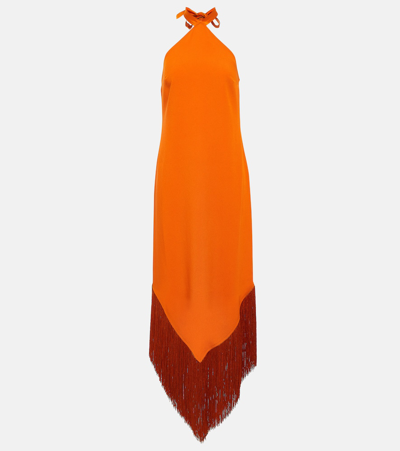 Taller Marmo Nina Fringed Maxi Dress In Orange