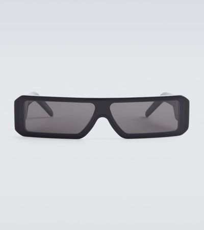 Rick Owens Rectangle Framed Sunglasses In 0909 Black/black
