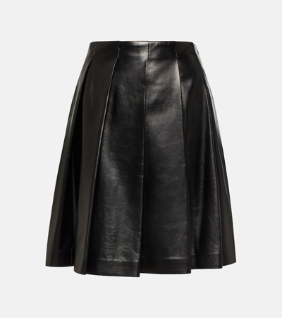 Brunello Cucinelli Monili-trim Pleated Glossy Napa Leather Skirt In C101 Black