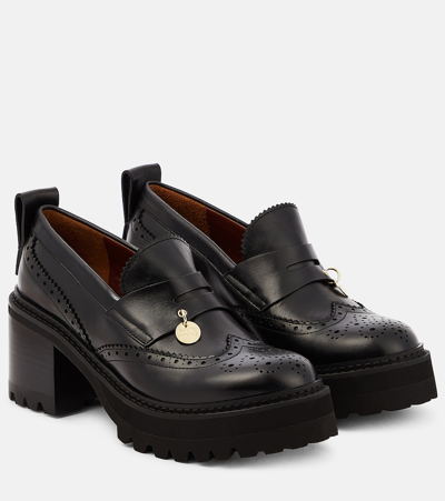 See By Chloé Aria Leather Loafer Pumps In Black